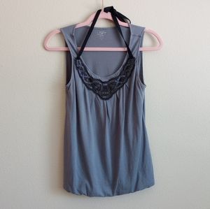 Loft Gray Beaded Top